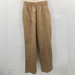 White Staq Women’s Petite Classic Elastic Waist Band Khaki Relaxed Fit Pants